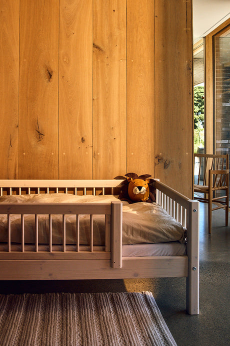 FLEXA Toddler Bed with safety rail, Solid Pine/Birch Plywood, 90x200 cm