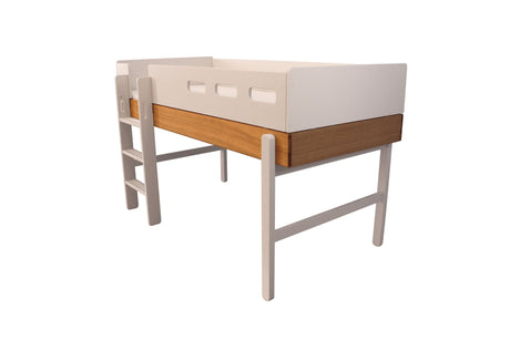 FLEXA Popsicle Mid Sleeper Bed with straight ladder, Solid oak/Pine wood with HDF, 90x200 cm