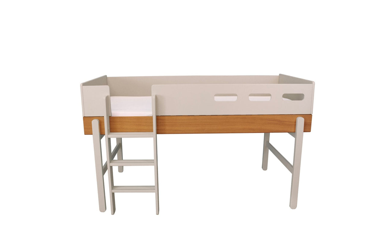 FLEXA Popsicle Mid Sleeper Bed with straight ladder, Solid oak/Pine wood with HDF, 90x200 cm