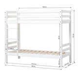 Hoppekids ECO Dream Bunk Bed (non-detachable), White, Pine, 70x160 cm