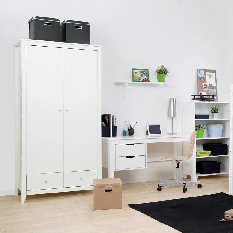 Hoppekids wardrobe with 2 doors and 2 drawers, White, Pine