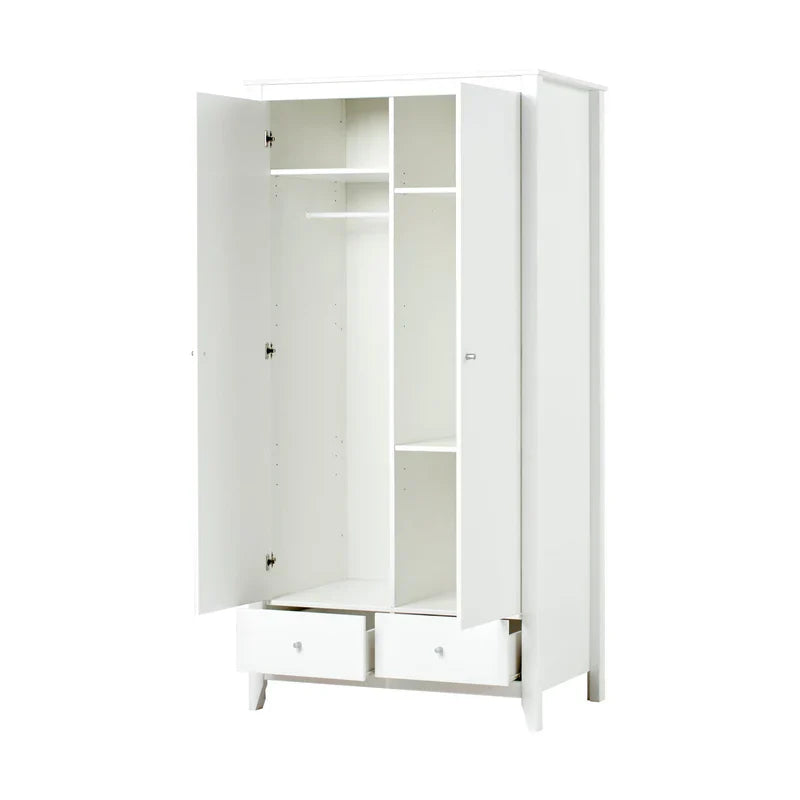 Hoppekids wardrobe with 2 doors and 2 drawers, White, Pine