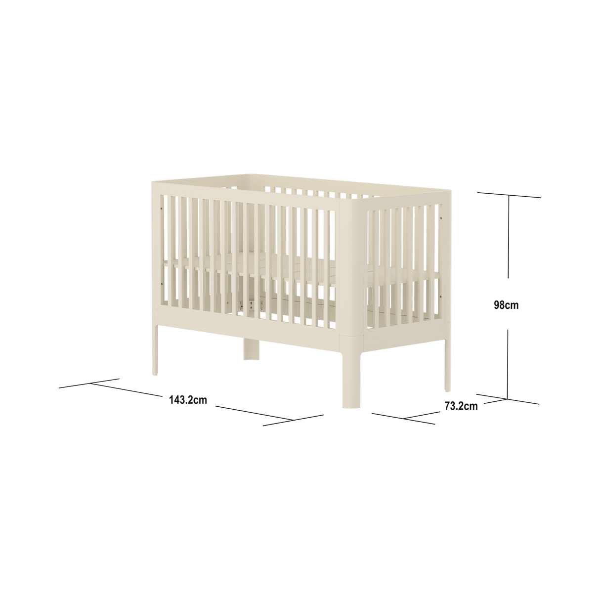 FLEXA Nova Baby cot, Plywood/MDF, 70x140 cm