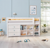 FLEXA Classic Mid Sleeper Bed with straight ladder, Solid Pine/Birch Plywood, 90x200 cm