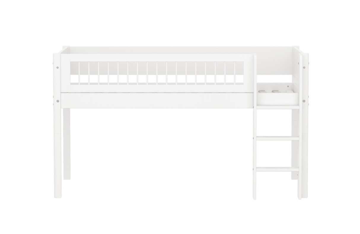 FLEXA Mid Sleeper Bed with straight ladder, MDF/Solid Pine, 90x200 cm
