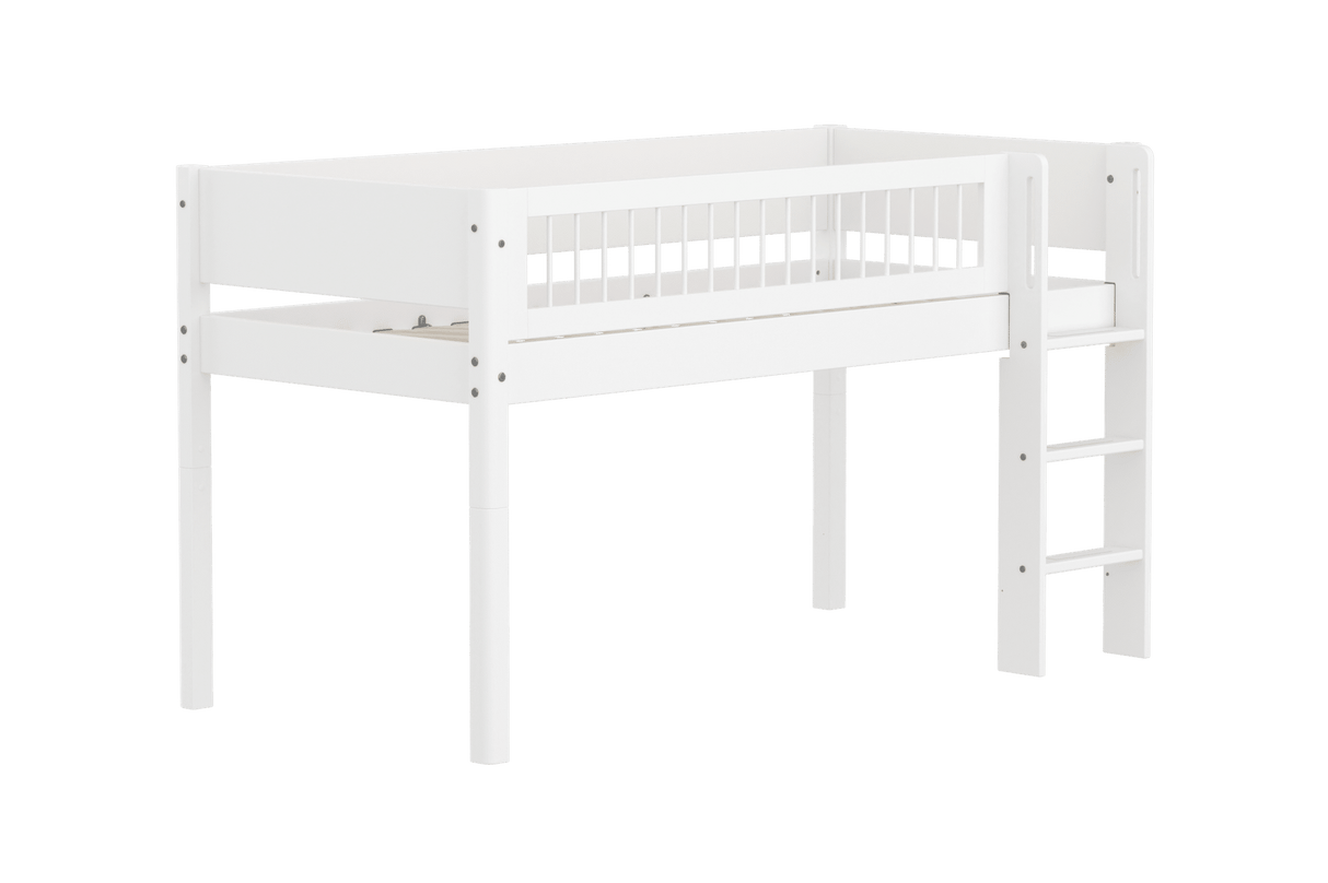 FLEXA Mid Sleeper Bed with straight ladder, MDF/Solid Pine, 90x200 cm