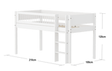 FLEXA Mid Sleeper Bed with straight ladder, MDF/Solid Pine, 90x200 cm