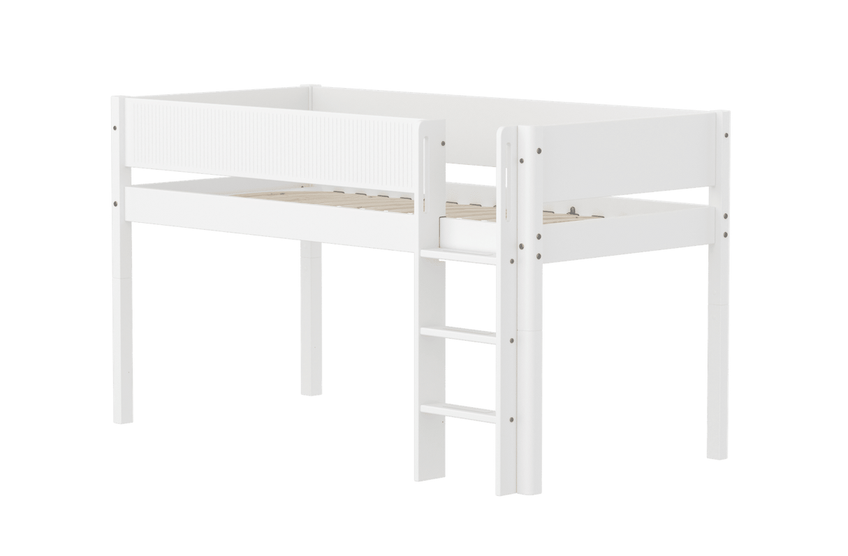 FLEXA Mid Sleeper Bed with straight ladder, MDF/Solid Pine, 90x200 cm