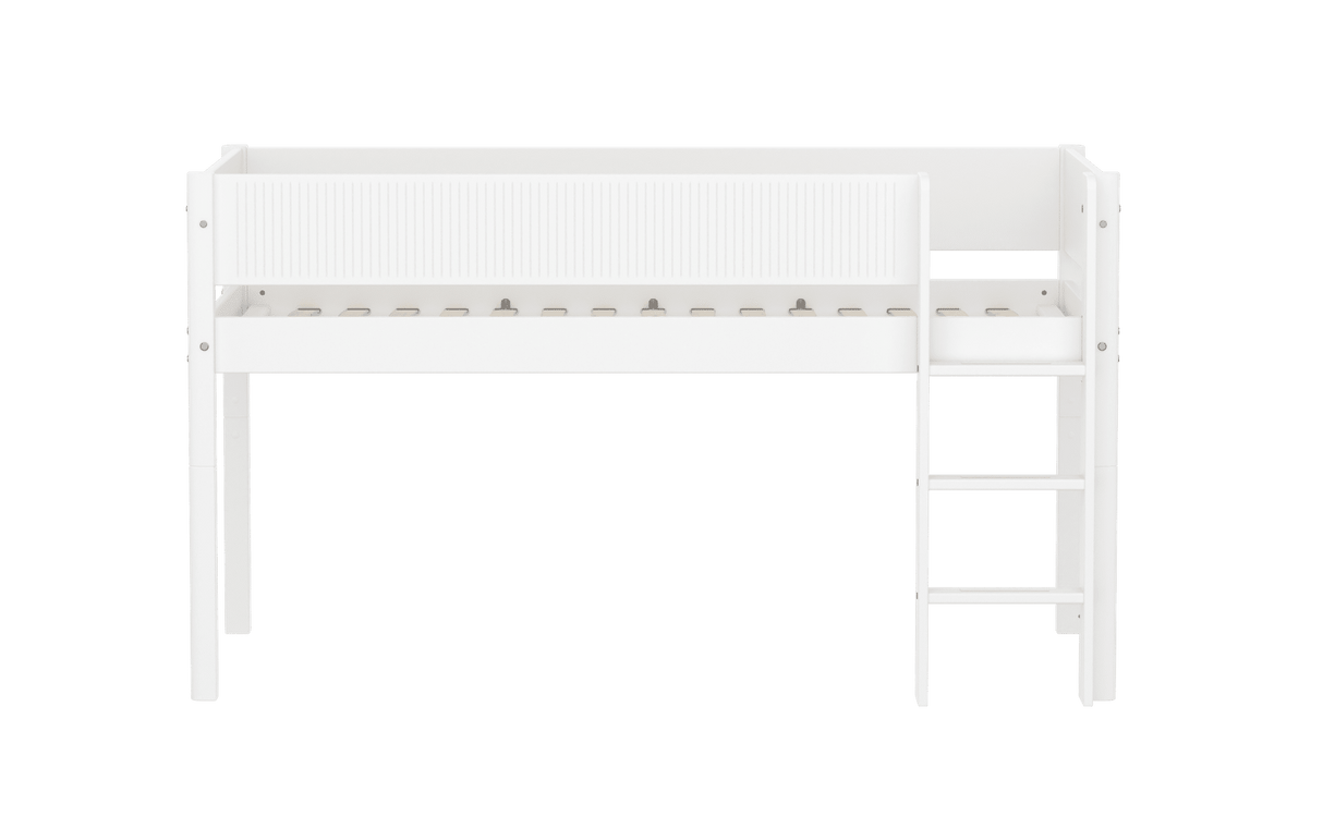 FLEXA Mid Sleeper Bed with straight ladder, MDF/Solid Pine, 90x200 cm