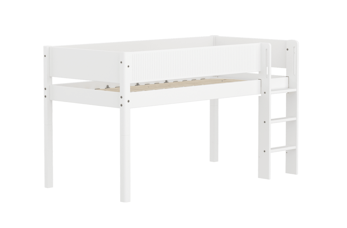 FLEXA Mid Sleeper Bed with straight ladder, MDF/Solid Pine, 90x200 cm