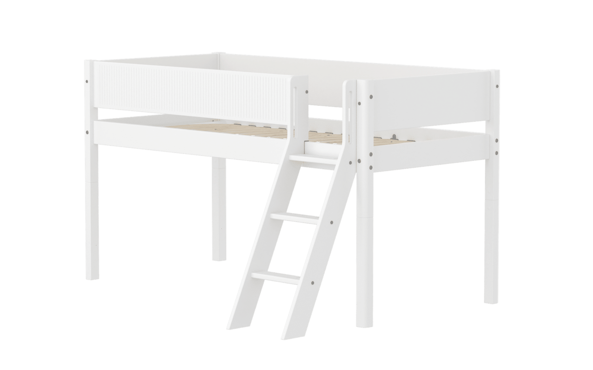 FLEXA Mid Sleeper Bed with slanting ladder, MDF/Solid Pine, 90x200 cm