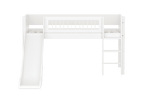 FLEXA Mid Sleeper Bed with straight ladder and slide, MDF/Solid Pine, 90x200 cm