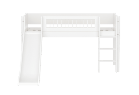 FLEXA Mid Sleeper Bed with straight ladder and slide, MDF/Solid Pine, 90x200 cm