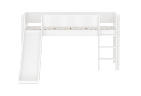 FLEXA Mid Sleeper Bed with slanting ladder and slide, MDF/Solid Pine, 90x200 cm