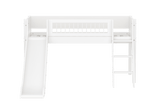 FLEXA Mid Sleeper Bed with slanting ladder and slide, MDF/Solid Pine, 90x200 cm