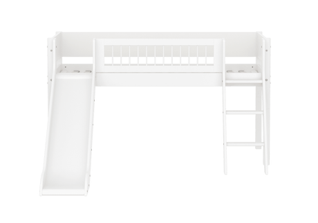 FLEXA Mid Sleeper Bed with slanting ladder and slide, MDF/Solid Pine, 90x200 cm