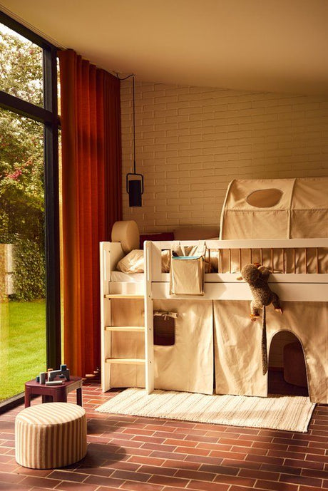 FLEXA Nor Mid Sleeper Bed with straight ladder, MDF/Solid oak, 90x200 cm