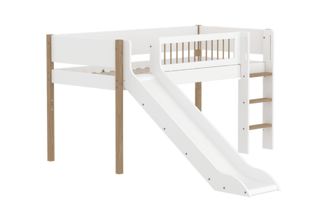 FLEXA Nor Mid Sleeper Bed with slide, MDF/Solid oak, 90x200 cm
