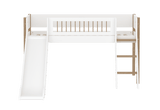 FLEXA Nor Mid Sleeper Bed with slide, MDF/Solid oak, 90x200 cm