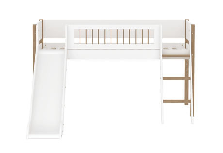 FLEXA Nor Mid Sleeper Bed with slide, MDF/Solid oak, 90x200 cm