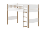 FLEXA Nor Mid Sleeper Bed with straight ladder, MDF/Solid oak, 90x200 cm