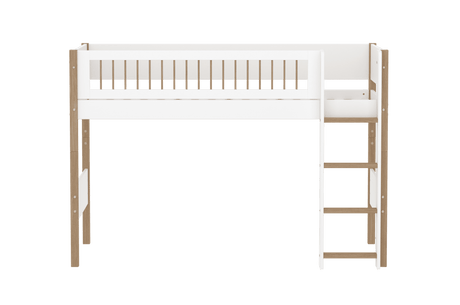 FLEXA Nor Mid Sleeper Bed with straight ladder, MDF/Solid oak, 90x200 cm