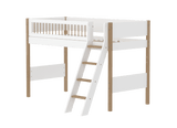 FLEXA Nor Mid Sleeper Bed with slanting ladder, MDF/Solid oak, 90x200 cm