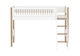 FLEXA Nor Mid Sleeper Bed with slanting ladder, MDF/Solid oak, 90x200 cm