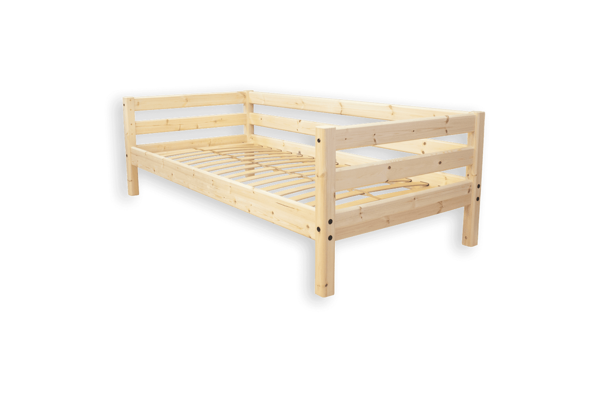 FLEXA Classic Raw Single Bed, Solid Pine/Birch Plywood, 90x200 cm