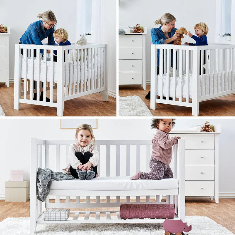 Hoppekids ANTON Baby Cot Bed, White, Pine, 60x120 cm