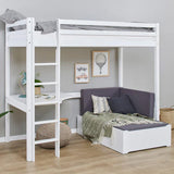 Hoppekids ECO Dream Loft bed with lounge module and tabletop, White, Pine, 90x200 cm