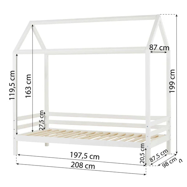 Hoppekids ECO Dream House Bed, White, Pine, 90x200 cm