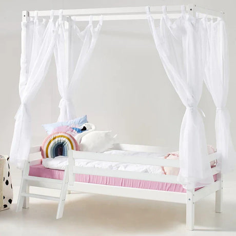 Hoppekids ECO Dream Four Poster Bed, White, Pine, 70x160 cm