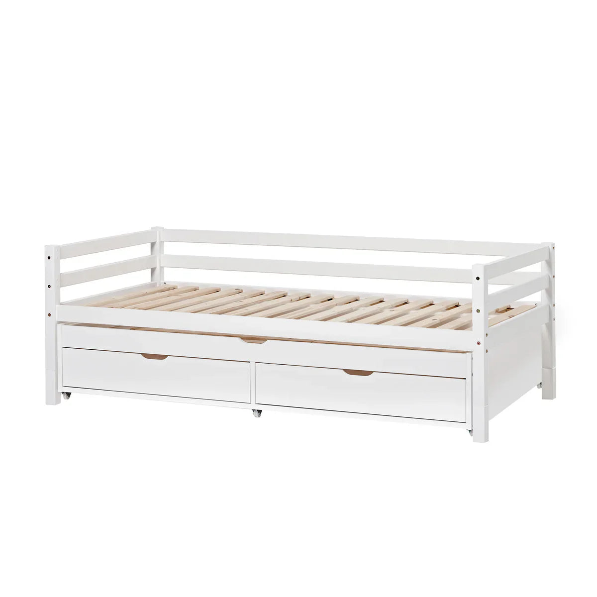 Hoppekids ECO Dream Day Bed with Trundle Bed and Drawers, White, Pine/MDF, 90x200 cm