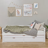 Hoppekids ECO Dream Day Bed with Trundle Bed and Drawers, White, Pine/MDF, 90x200 cm