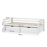 Hoppekids ECO Dream Day Bed with Plus Size Drawers, White, Pine/MDF, 90x200 cm