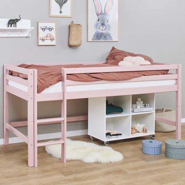 Hoppekids ECO Dream Mid Sleeeper Bed, Pale Rose, Pine, 90x200 cm