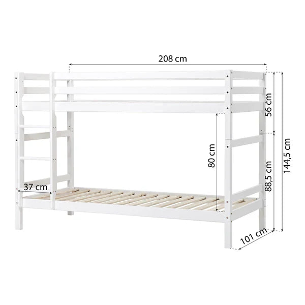 Hoppekids ECO Dream Bunk Bed, White, Pine, 90x200 cm