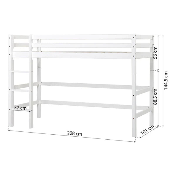 Hoppekids ECO Dream High Sleeper Bed, White, Pine, 90x200 cm