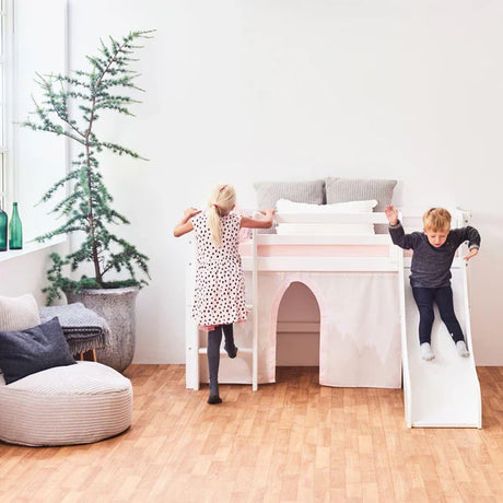 Hoppekids ECO Dream Mid Sleeeper Bed with Slide, White, Pine, 70x160 cm