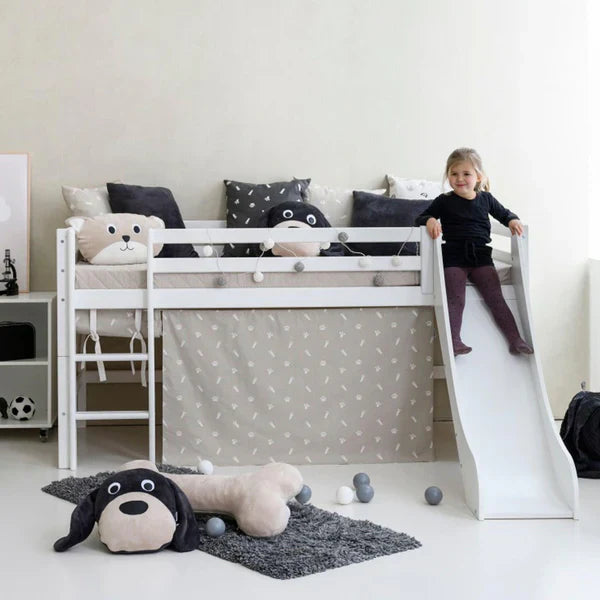Hoppekids ECO Dream Mid Sleeeper Bed with Slide, White, Pine, 70x160 cm