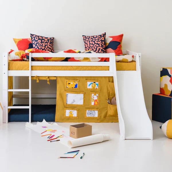 Hoppekids ECO Dream Mid Sleeeper Bed with Slide, White, Pine, 70x160 cm