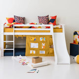 Hoppekids ECO Dream Mid Sleeeper Bed with Slide, White, Pine, 70x160 cm