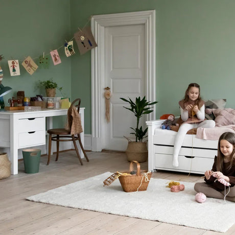 Hoppekids Maja Desk with drawers, White, Pine