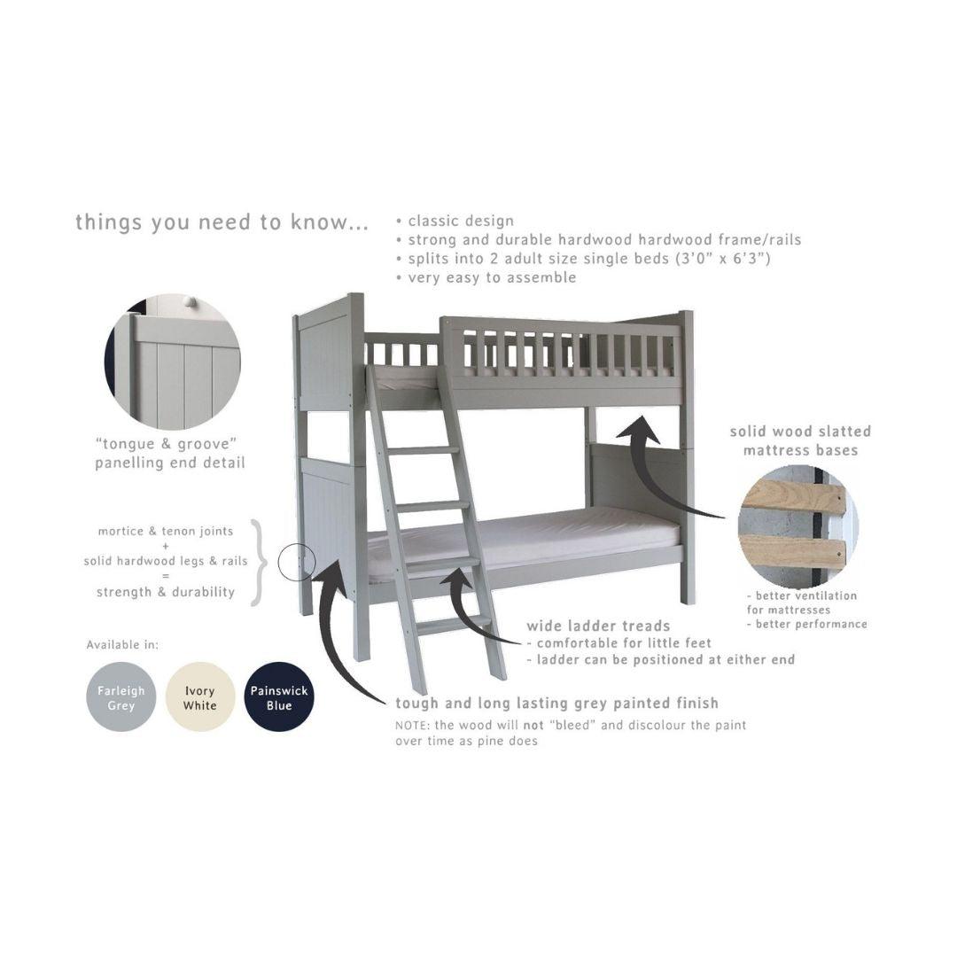 Little Folks Furniture Fargo Bunk Bed With Trundle In Ivory White