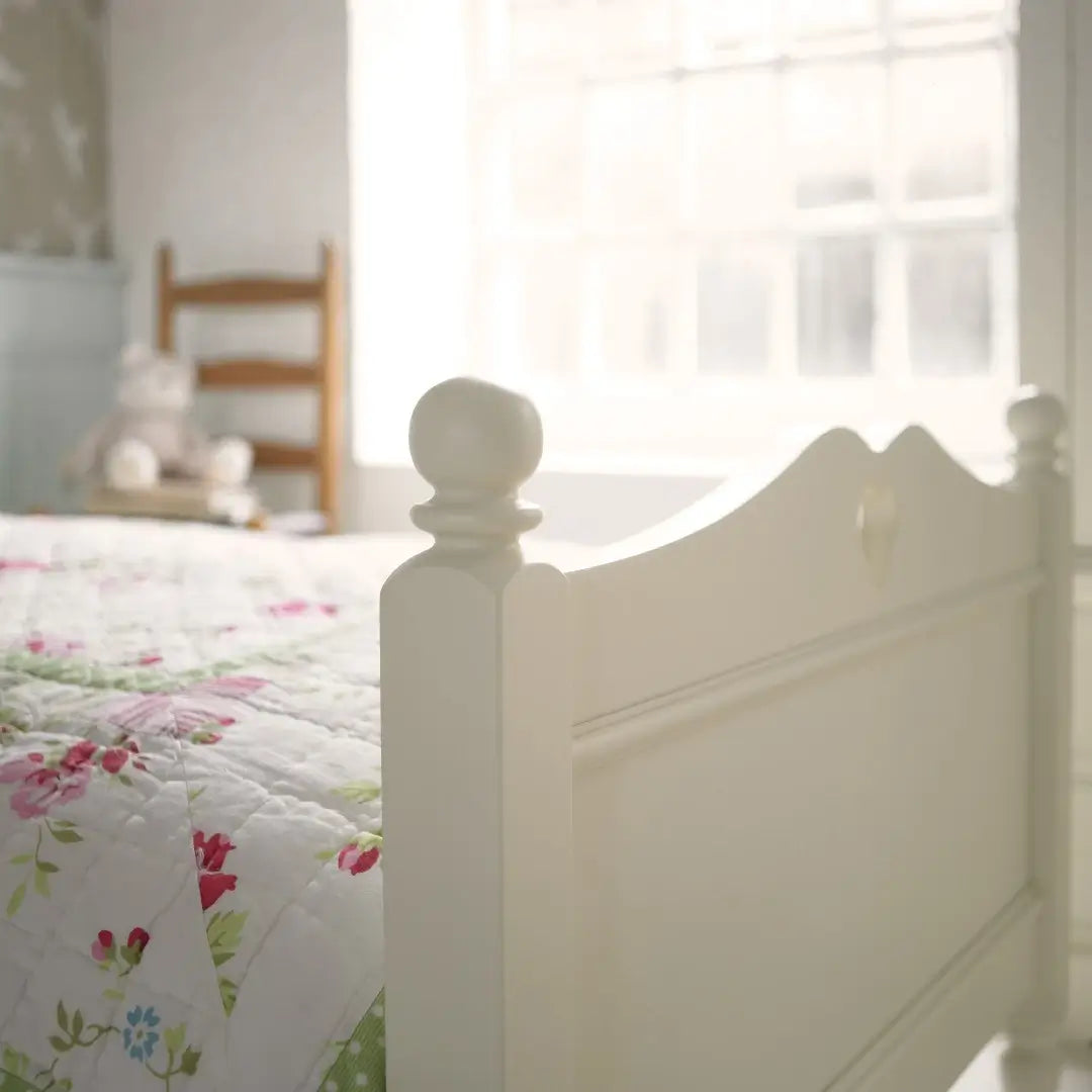 Little Folks Fargo Single Bed with Hearts In Ivory White