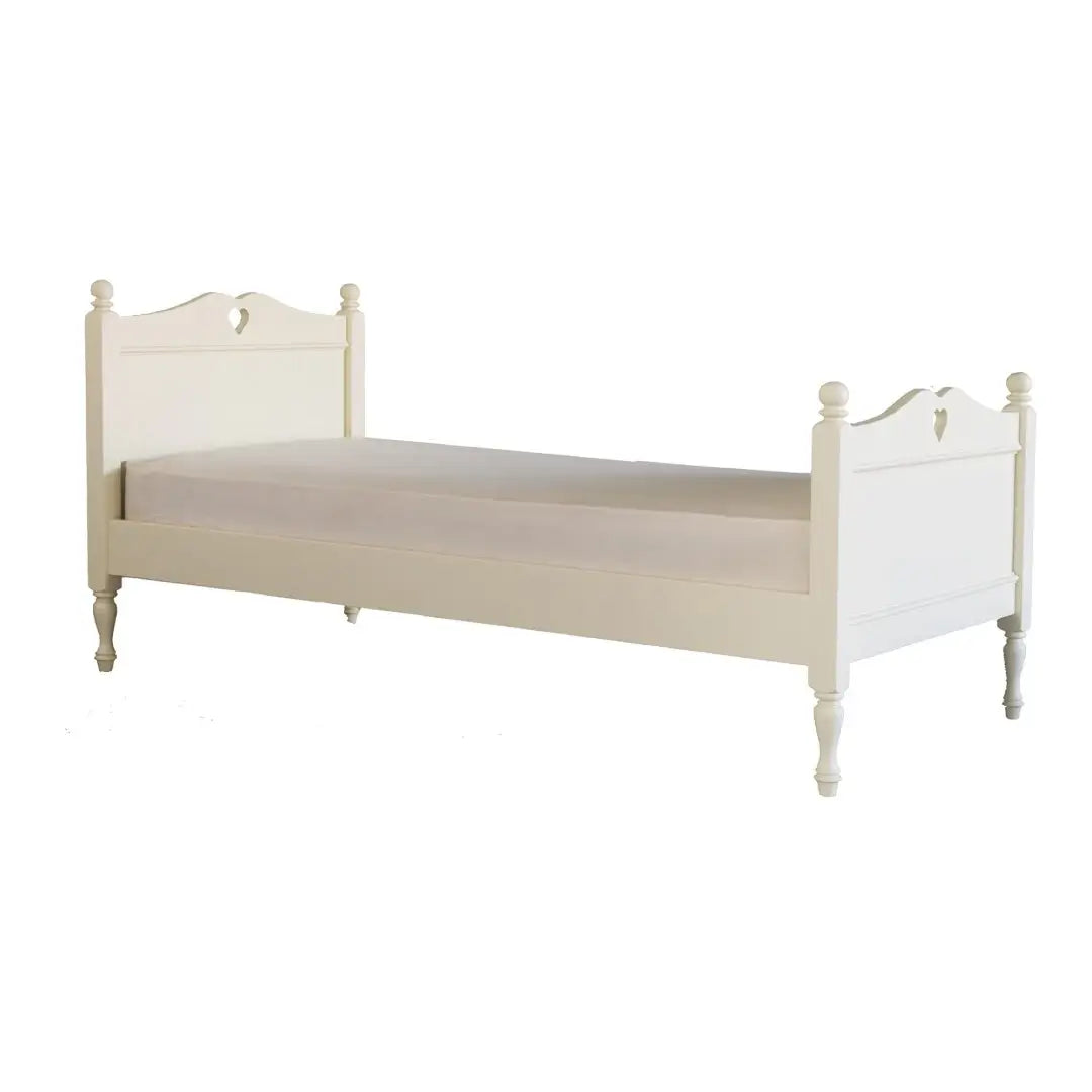 Little Folks Fargo Single Bed with Hearts In Ivory White