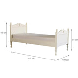 Little Folks Fargo Single Bed with Hearts In Ivory White