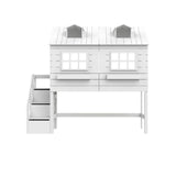 LIFETIME Kidsrooms Lake House Mid Sleeper Bed with Steps in White