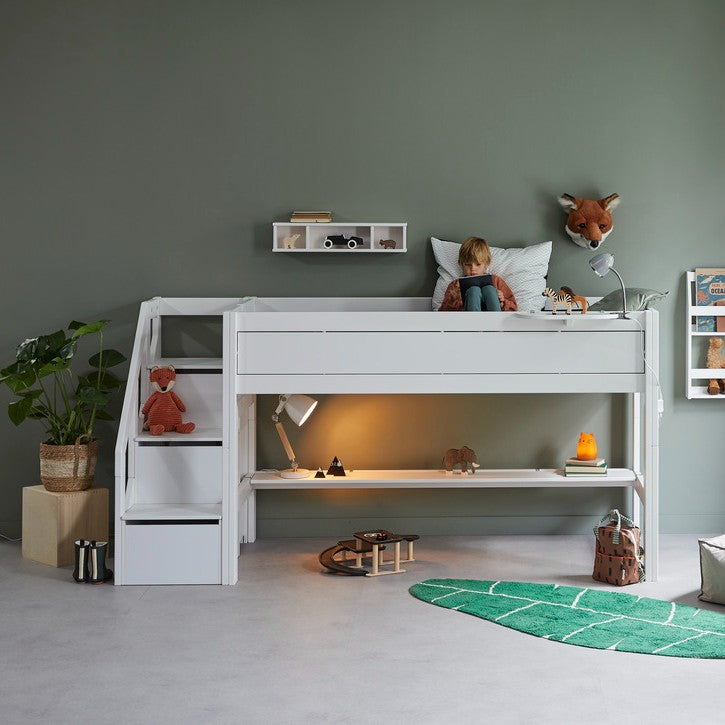 LIFETIME Kidsrooms Mid-Sleeper Bed with Storage Steps